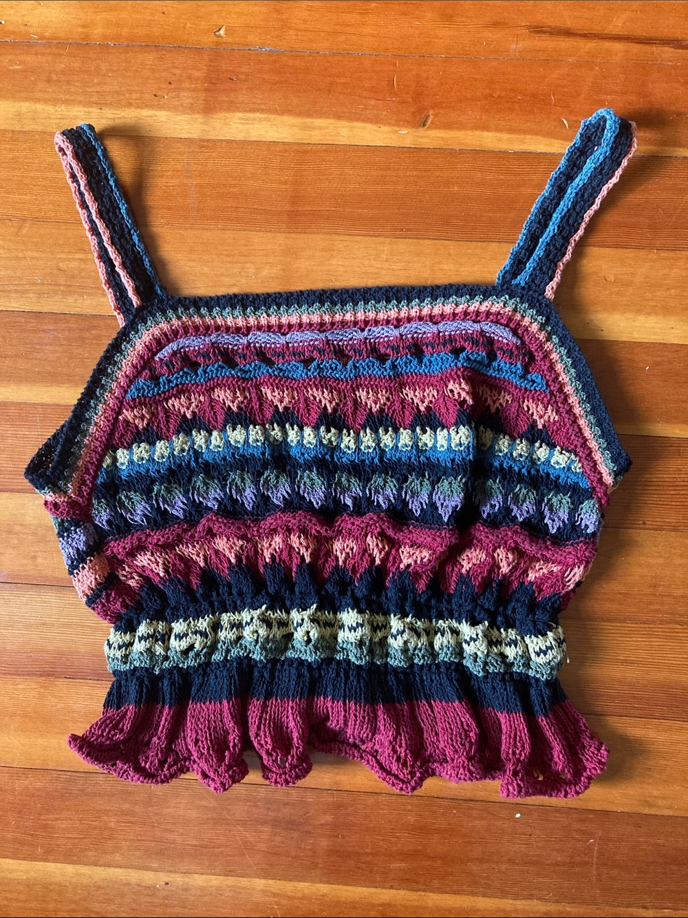 Zara Crocheted colourful striped top
